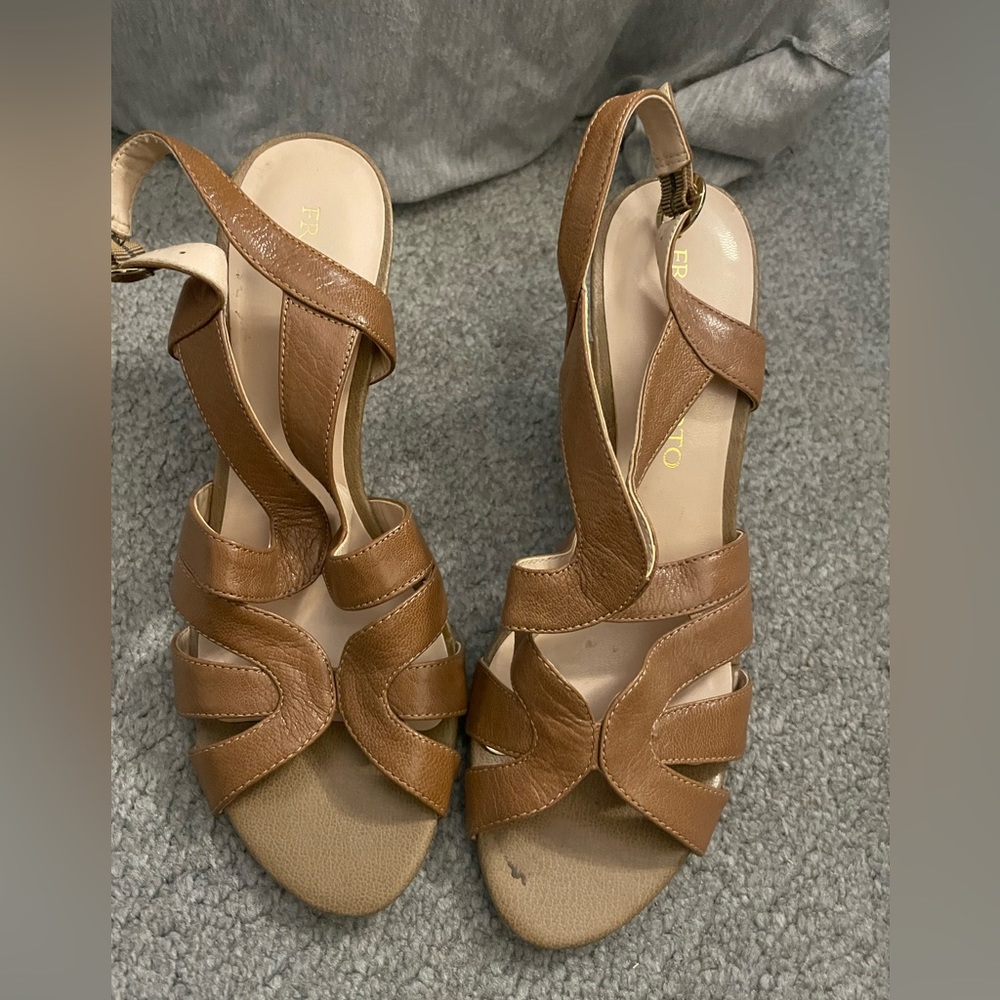 Beige wedge sandals. Like new